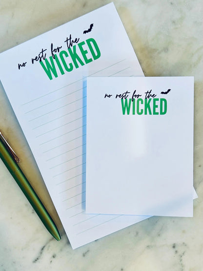 No Rest for the Wicked Full & Quarter Page Notepad, Fall/Halloween A5 Notepad, 50 Page Notepad or To-Do List