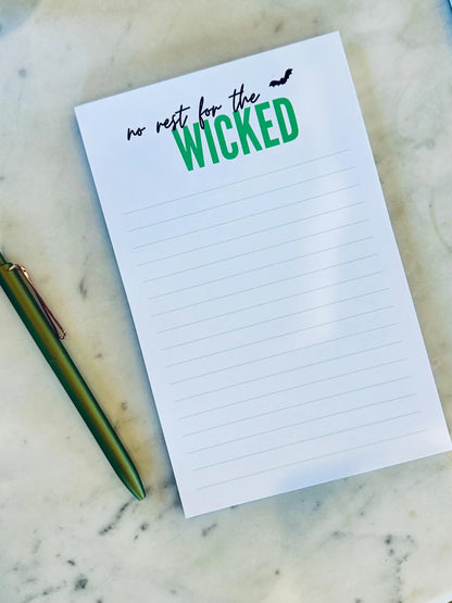 No Rest for the Wicked Full & Quarter Page Notepad, Fall/Halloween A5 Notepad, 50 Page Notepad or To-Do List