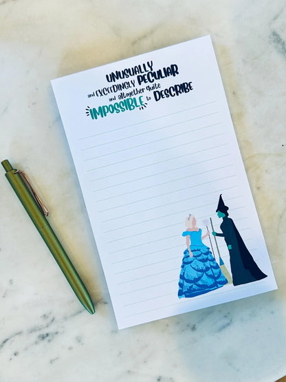 Peculiar Pair A5 Notepad: A Celebration of Unlikely Friendships, Musical Pop Culture Queen Notepad, Fall/Halloween, A5, 50 Page To-Do List