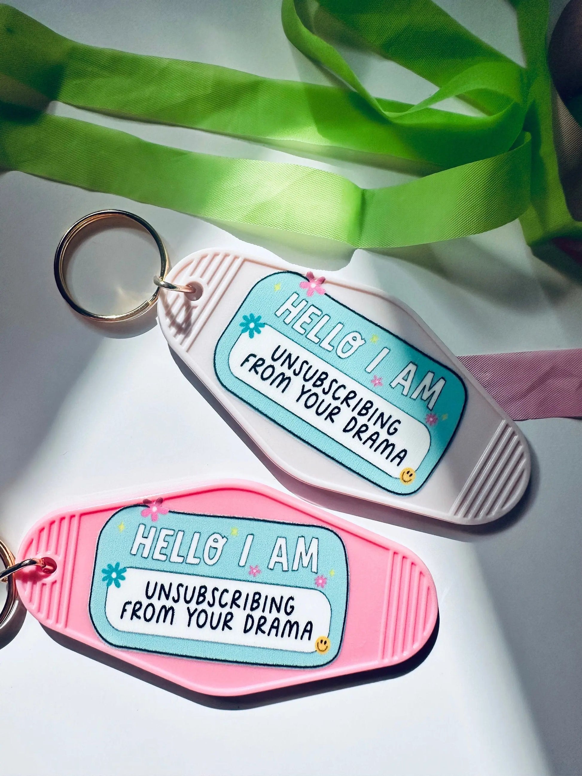 Hello, I am Unsubscribing From your Drama Retro Vintage Motel Keychain, Mental Health Awareness Cute Retro Hotel Keychain maedaymaedaymaeday