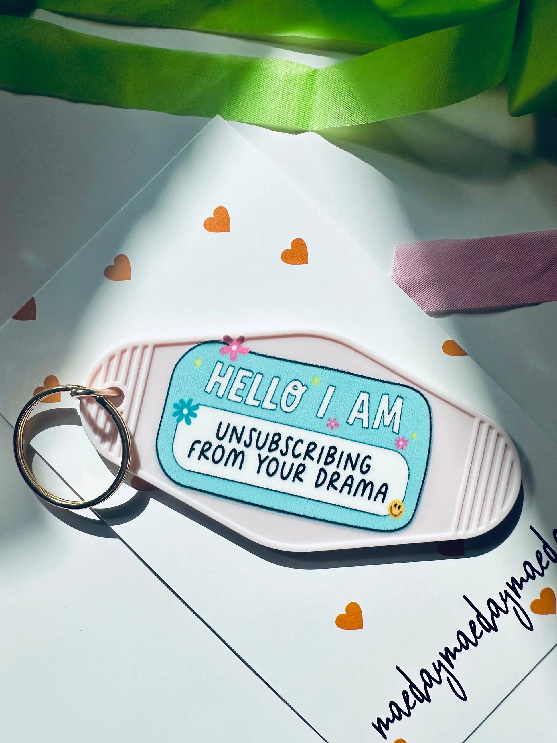 Hello, I am Unsubscribing From your Drama Retro Vintage Motel Keychain, Mental Health Awareness Cute Retro Hotel Keychain maedaymaedaymaeday