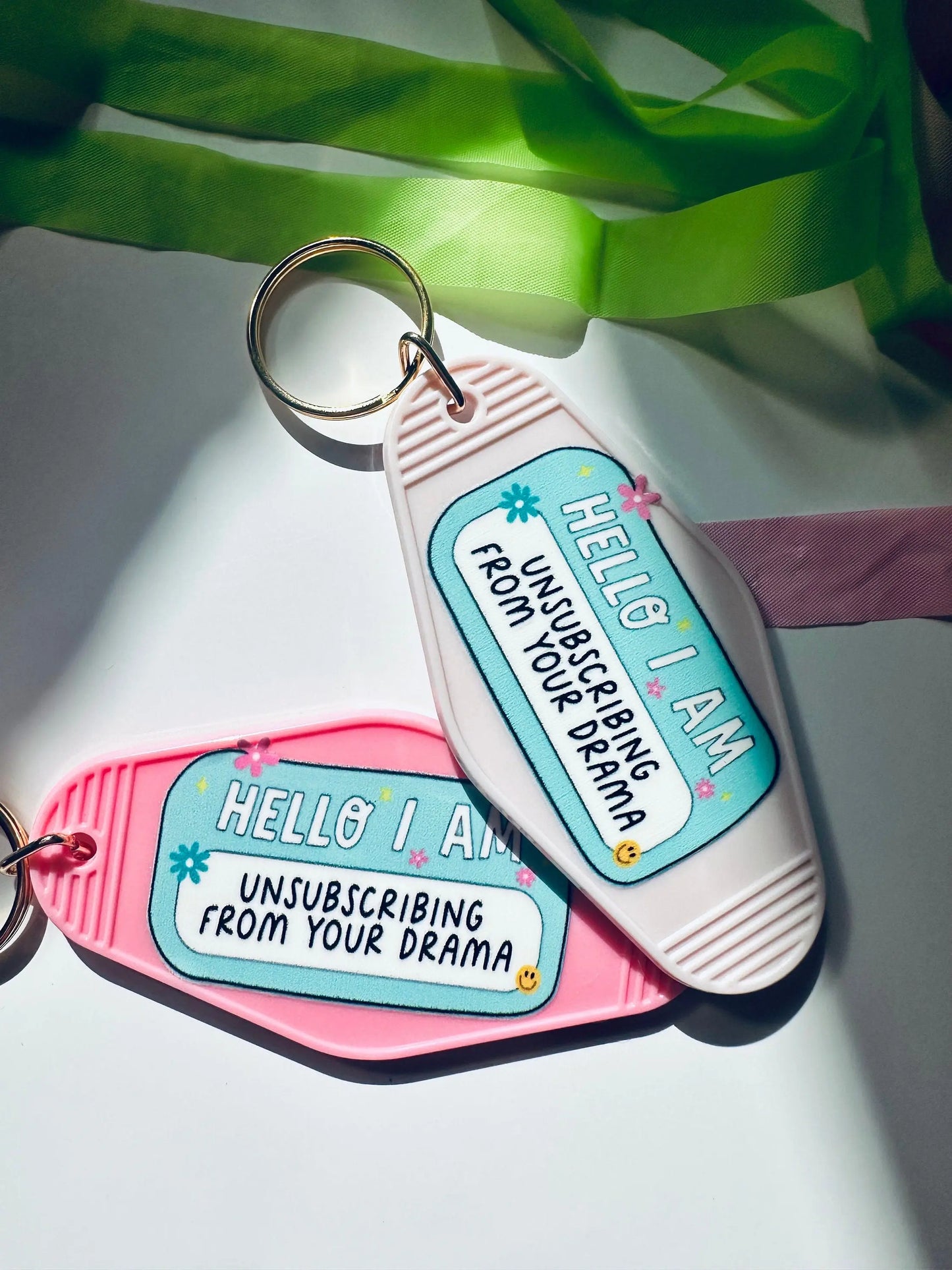 Hello, I am Unsubscribing From your Drama Retro Vintage Motel Keychain, Mental Health Awareness Cute Retro Hotel Keychain maedaymaedaymaeday