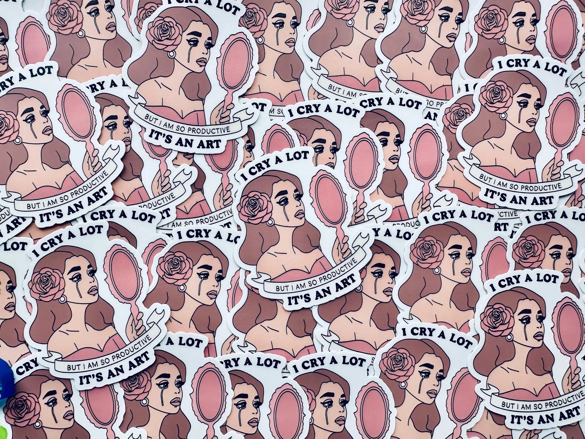 I Cry A Lot but I am so Productive, It's an Art Sticker, TTPD Inspired Eras Sticker, Tortured Poets Department Female Rage, Swiftie Sticker maedaymaedaymaeday