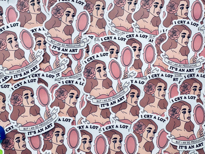 I Cry A Lot but I am so Productive, It's an Art Sticker, TTPD Inspired Eras Sticker, Tortured Poets Department Female Rage, Swiftie Sticker maedaymaedaymaeday