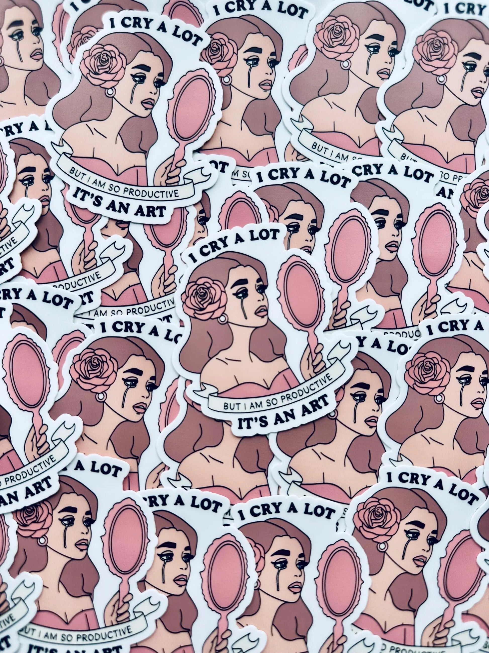 I Cry A Lot but I am so Productive, It's an Art Sticker, TTPD Inspired Eras Sticker, Tortured Poets Department Female Rage, Swiftie Sticker maedaymaedaymaeday
