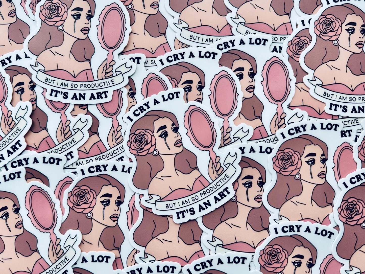 I Cry A Lot but I am so Productive, It's an Art Sticker, TTPD Inspired Eras Sticker, Tortured Poets Department Female Rage, Swiftie Sticker maedaymaedaymaeday
