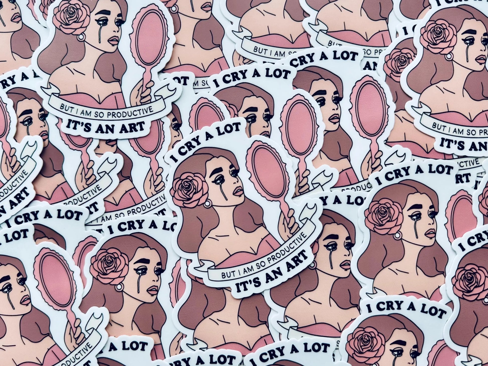 I Cry A Lot but I am so Productive, It's an Art Sticker, TTPD Inspired Eras Sticker, Tortured Poets Department Female Rage, Swiftie Sticker maedaymaedaymaeday