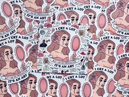 I Cry A Lot but I am so Productive, It's an Art Sticker, TTPD Inspired Eras Sticker, Tortured Poets Department Female Rage, Swiftie Sticker maedaymaedaymaeday