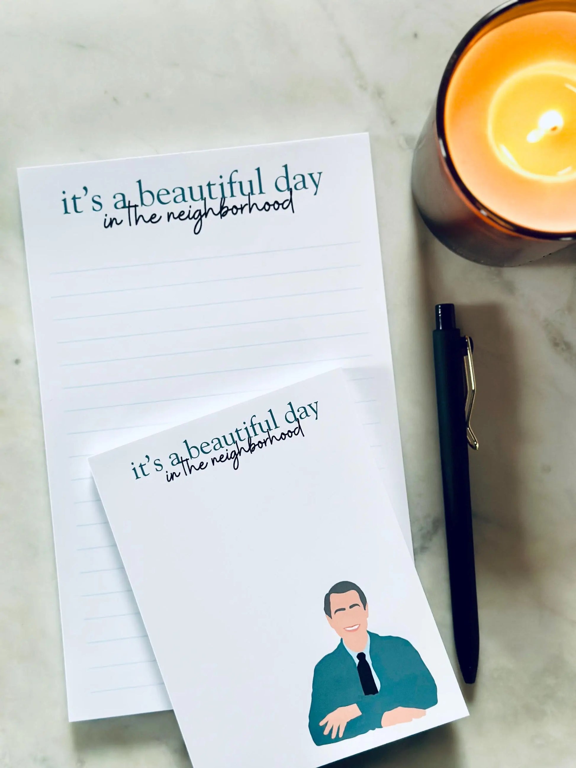 It's a Beautiful Day in the Neighborhood Half (5.5x8.5") & Quarter Page Notepad, Mr. Rogers Inspired Notepad, Housewarming Gift