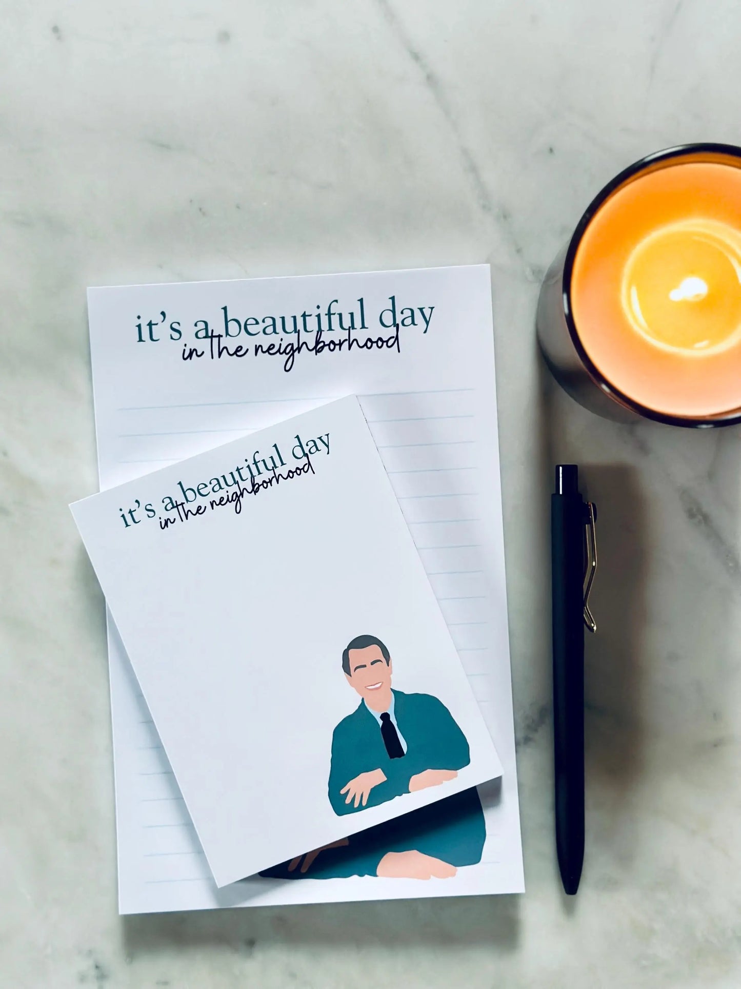 It's a Beautiful Day in the Neighborhood Half (5.5x8.5") & Quarter Page Notepad, Mr. Rogers Inspired Notepad, Housewarming Gift