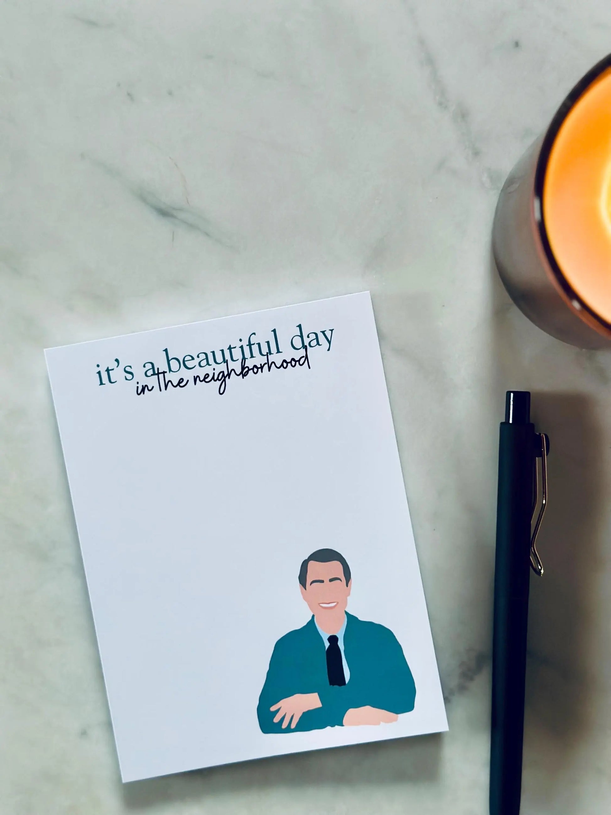 It's a Beautiful Day in the Neighborhood Half (5.5x8.5") & Quarter Page Notepad, Mr. Rogers Inspired Notepad, Housewarming Gift