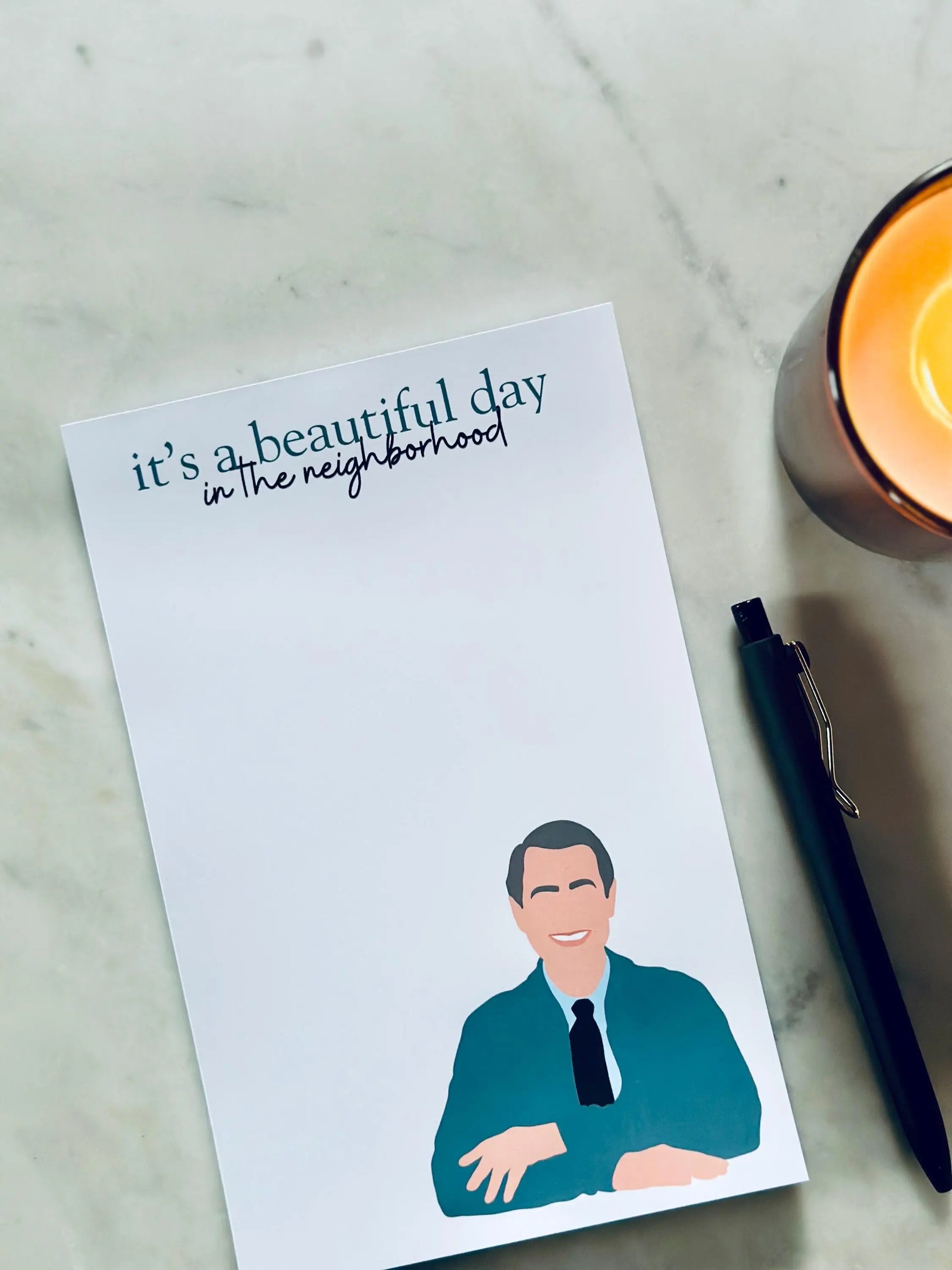 It's a Beautiful Day in the Neighborhood Half (5.5x8.5") & Quarter Page Notepad, Mr. Rogers Inspired Notepad, Housewarming Gift