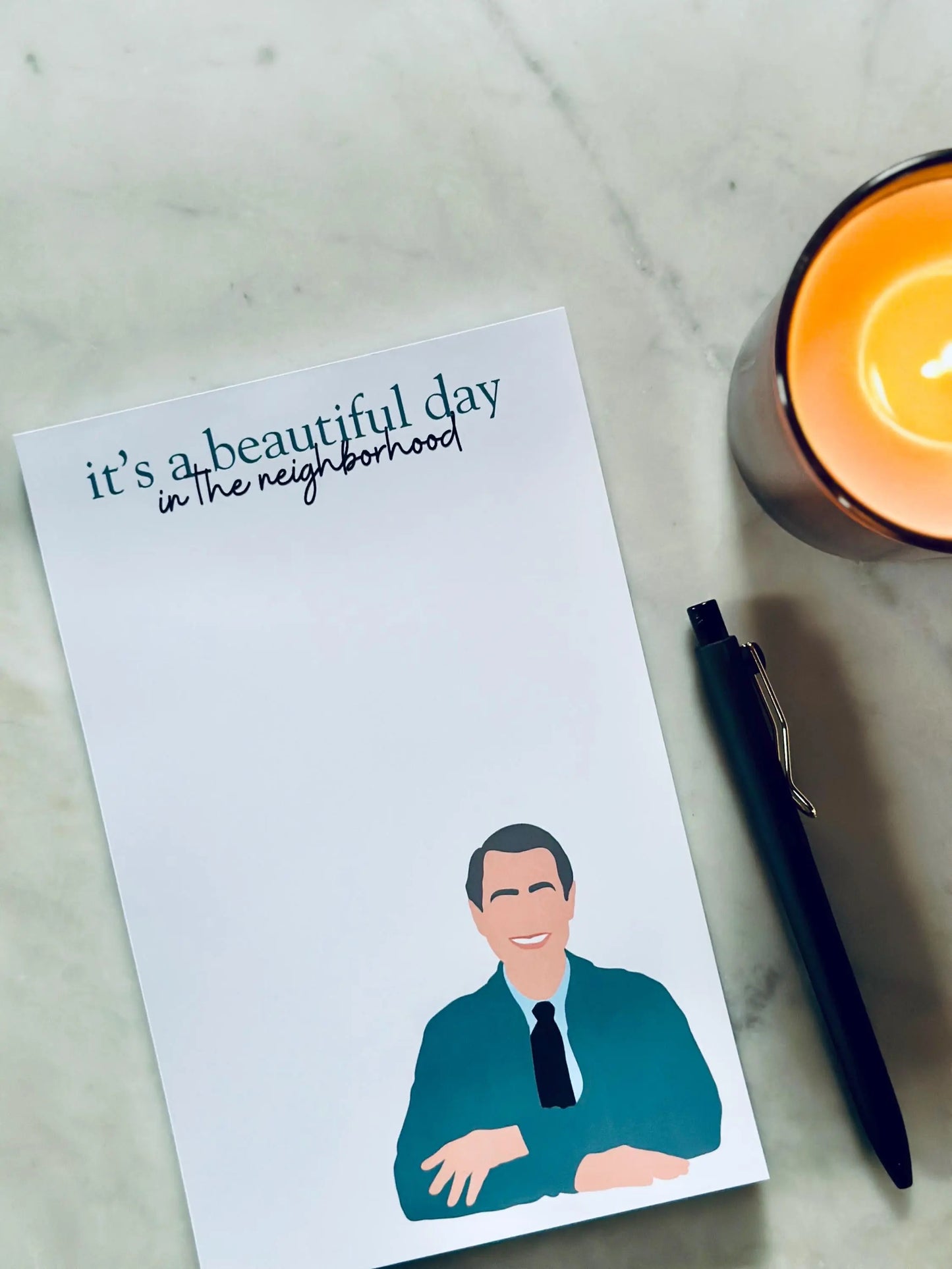 It's a Beautiful Day in the Neighborhood Half (5.5x8.5") & Quarter Page Notepad, Mr. Rogers Inspired Notepad, Housewarming Gift