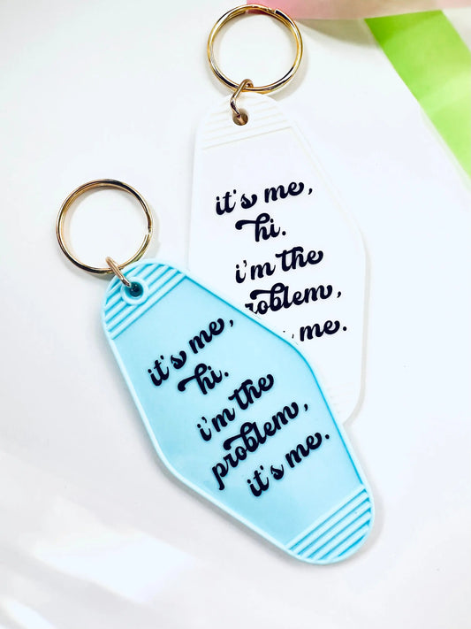 It's me, Hi, I'm the Problem Its Me Vintage Motel Keychain, Cute Retro Hotel Keychain maedaymaedaymaeday