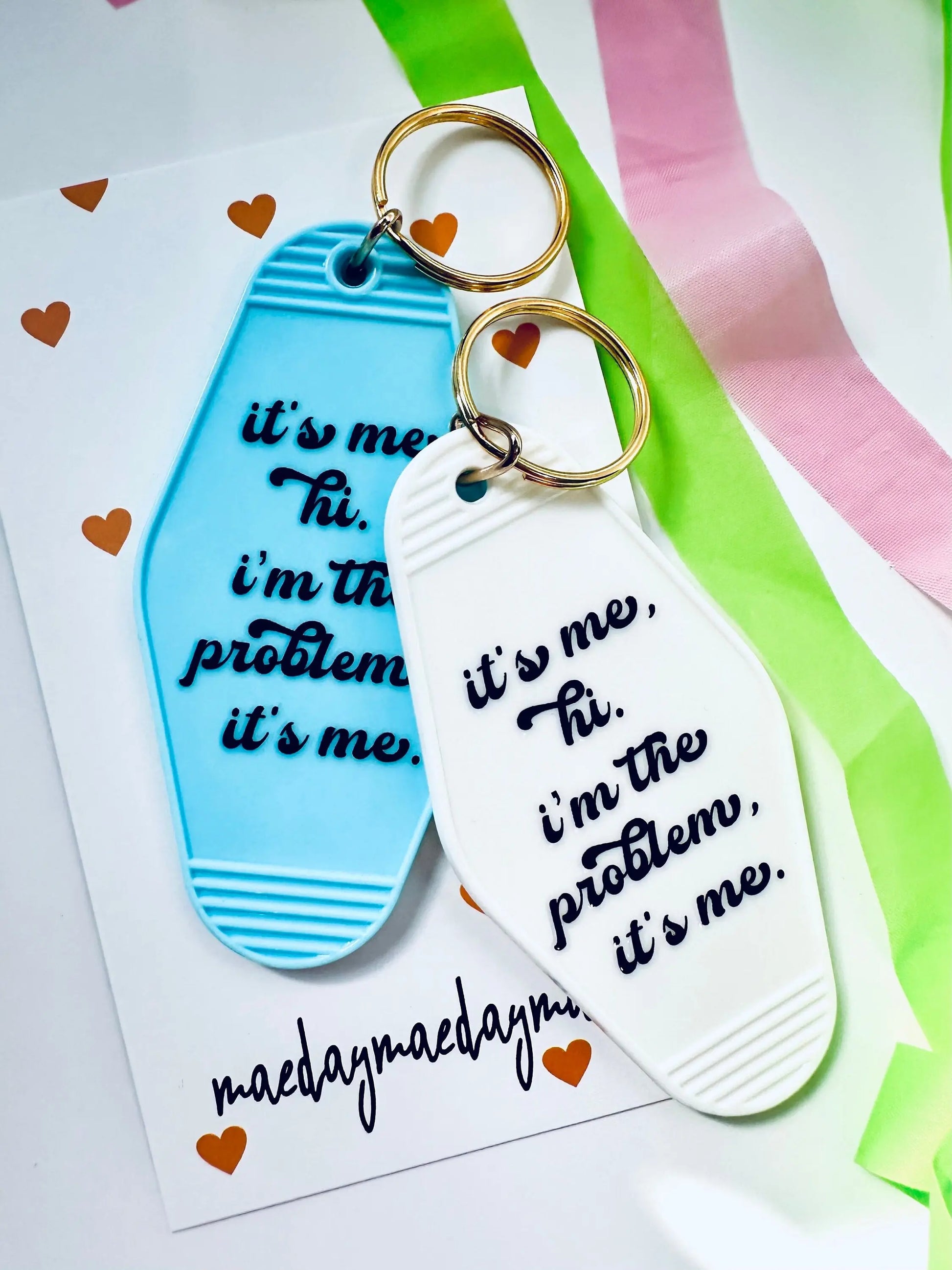 It's me, Hi, I'm the Problem Its Me Vintage Motel Keychain, Cute Retro Hotel Keychain maedaymaedaymaeday