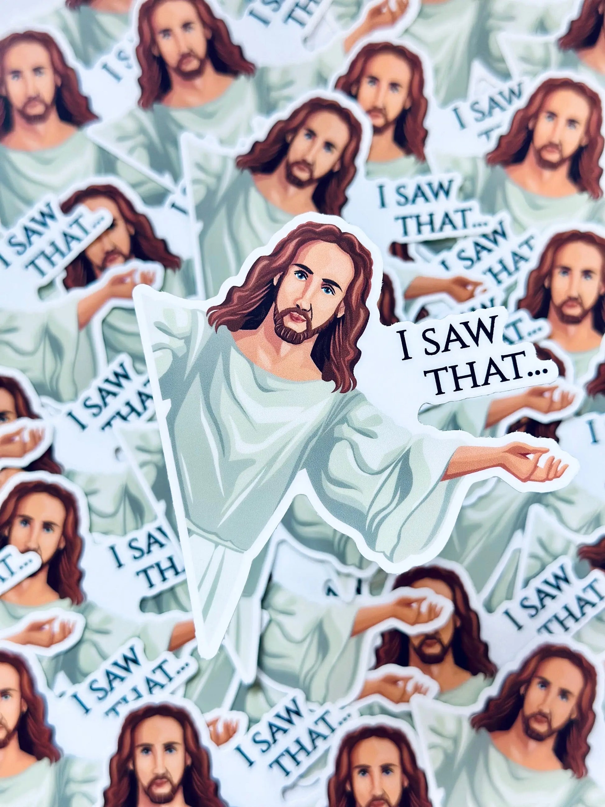 Jesus I Saw That Divine Observation Sticker maedaymaedaymaeday