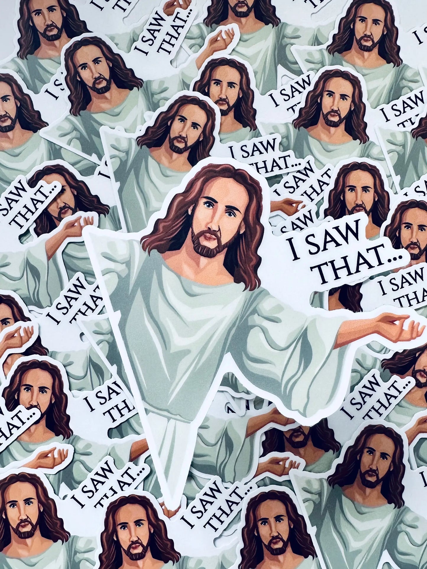 Jesus I Saw That Divine Observation Sticker maedaymaedaymaeday