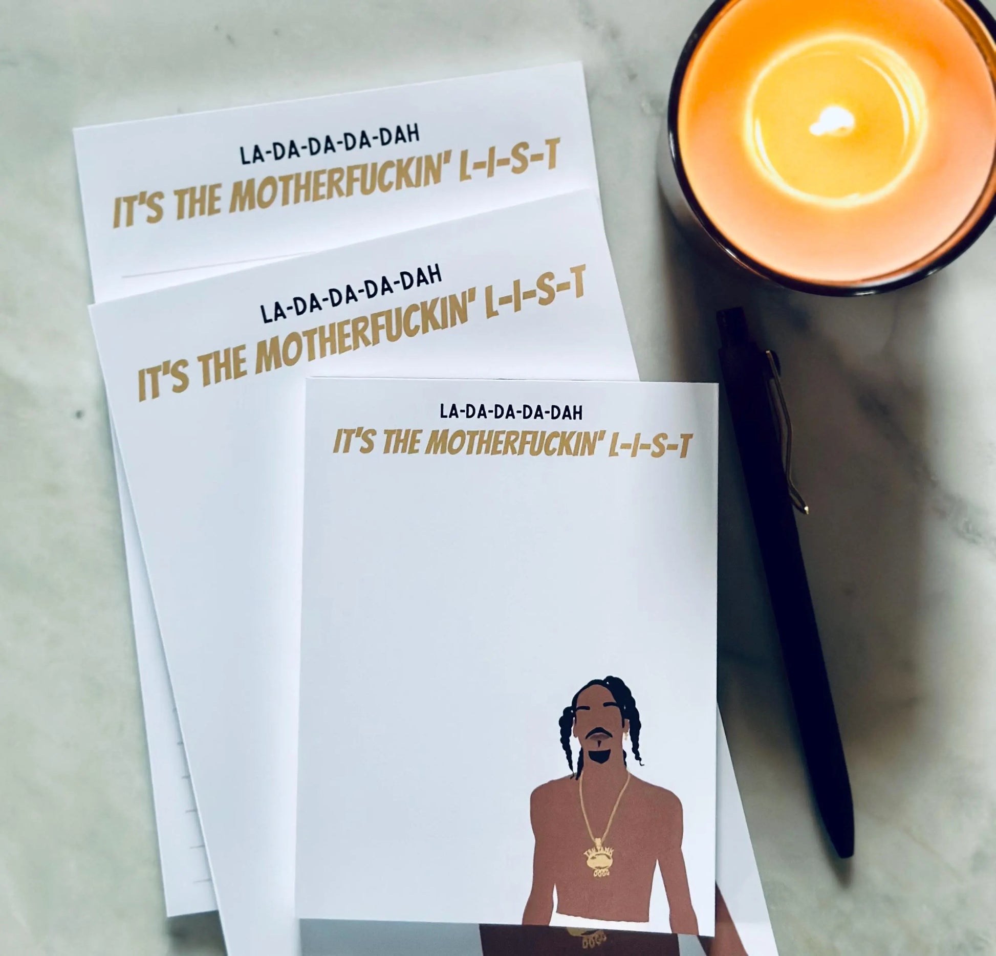 La-Da-Da-Da-Dah, It's the Motherfuckin' L-I-S-T Notepad Half (5.5x8.5") & Quarter Page Notepad, Rap Inspired Notepad maedaymaedaymaeday
