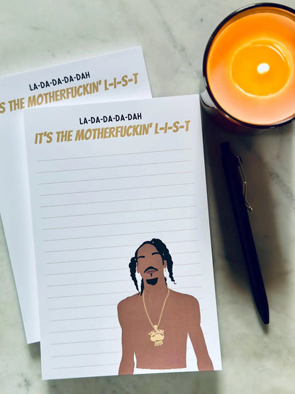 La-Da-Da-Da-Dah, It's the Motherfuckin' L-I-S-T Notepad Half (5.5x8.5") & Quarter Page Notepad, Rap Inspired Notepad maedaymaedaymaeday