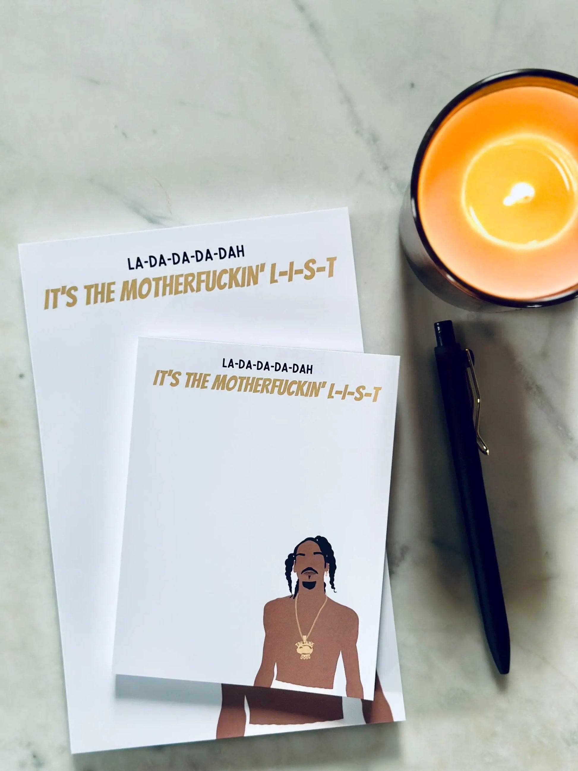 La-Da-Da-Da-Dah, It's the Motherfuckin' L-I-S-T Notepad Half (5.5x8.5") & Quarter Page Notepad, Rap Inspired Notepad maedaymaedaymaeday