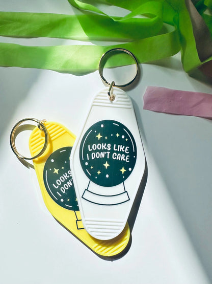 Looks Like I Dont Care, Crystal Ball Retro Vintage Motel Keychain, Mental Health Awareness Cute Retro Hotel Keychain maedaymaedaymaeday