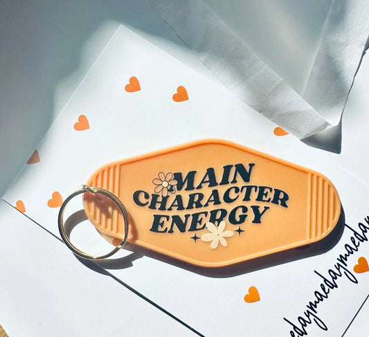 Main Character Energy Vintage Motel Keychain, Cute Retro Hotel Keychain maedaymaedaymaeday