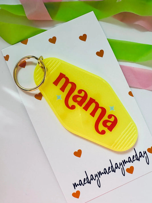 Mama Vintage Motel Keychain, Mama Retro Hotel Keychain maedaymaedaymaeday