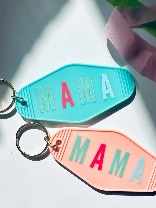 Multi-Colored Mama Vintage Motel Keychain, Mama Retro Hotel Keychain maedaymaedaymaeday