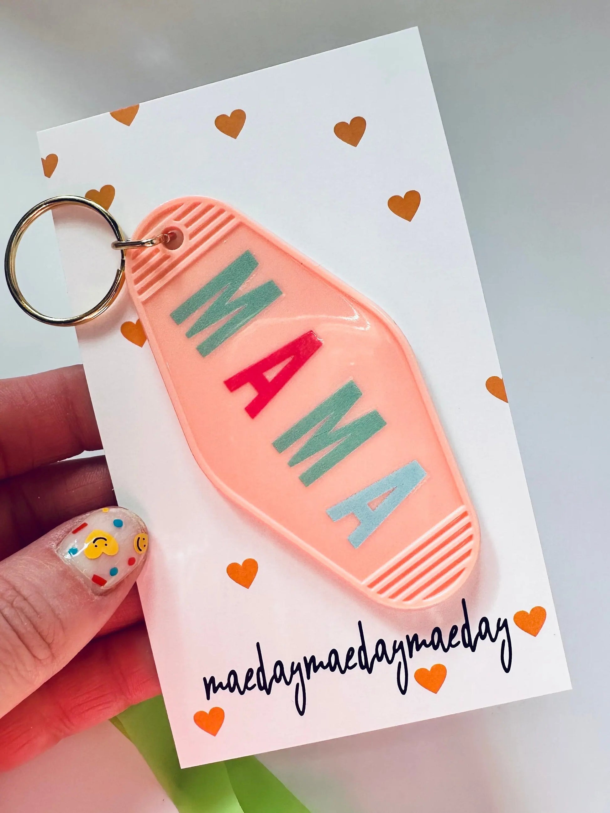 Multi-Colored Mama Vintage Motel Keychain, Mama Retro Hotel Keychain maedaymaedaymaeday