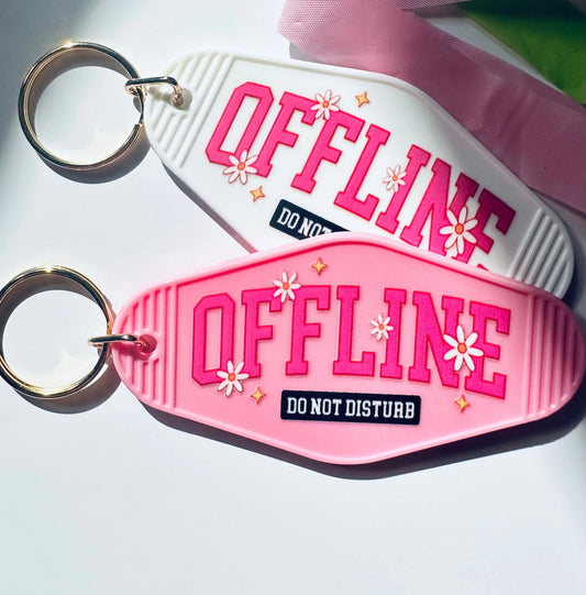 Offline, Do not Disturb Retro Vintage Motel Keychain, Mental Health Awareness Cute Retro Hotel Keychain maedaymaedaymaeday