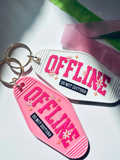 Offline, Do not Disturb Retro Vintage Motel Keychain, Mental Health Awareness Cute Retro Hotel Keychain maedaymaedaymaeday