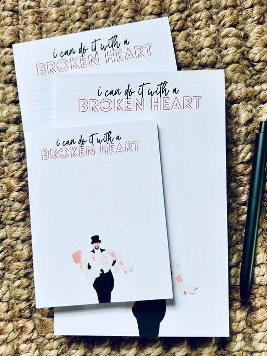 Personalized Half Page (5.5x8.5") I Can Do it with a Broken Heart Notepad, Tortured Poets Department, Travis Carrying Taylor, Eras, TTPD maedaymaedaymaeday
