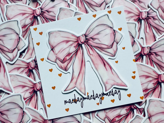 Pink Watercolor Coquette Bow Sticker, Pink Ribbon and Bows, Dainty Trendy Aesthetic, Pink Girly, Weatherproof Sticker maedaymaedaymaeday