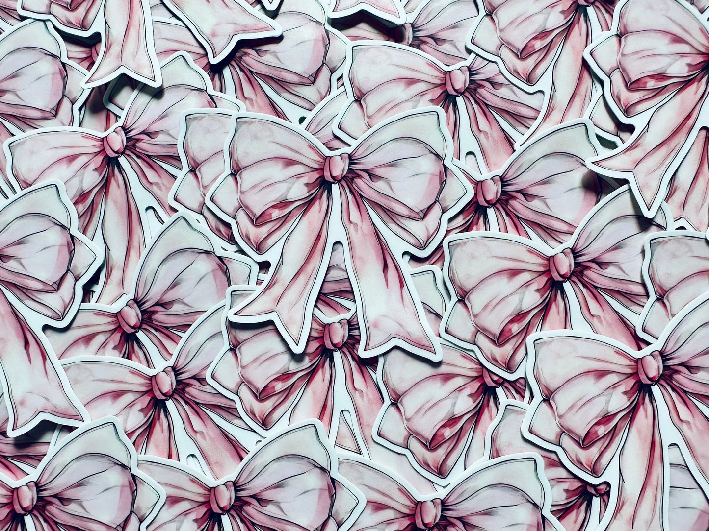 Pink Watercolor Coquette Bow Sticker, Pink Ribbon and Bows, Dainty Trendy Aesthetic, Pink Girly, Weatherproof Sticker maedaymaedaymaeday