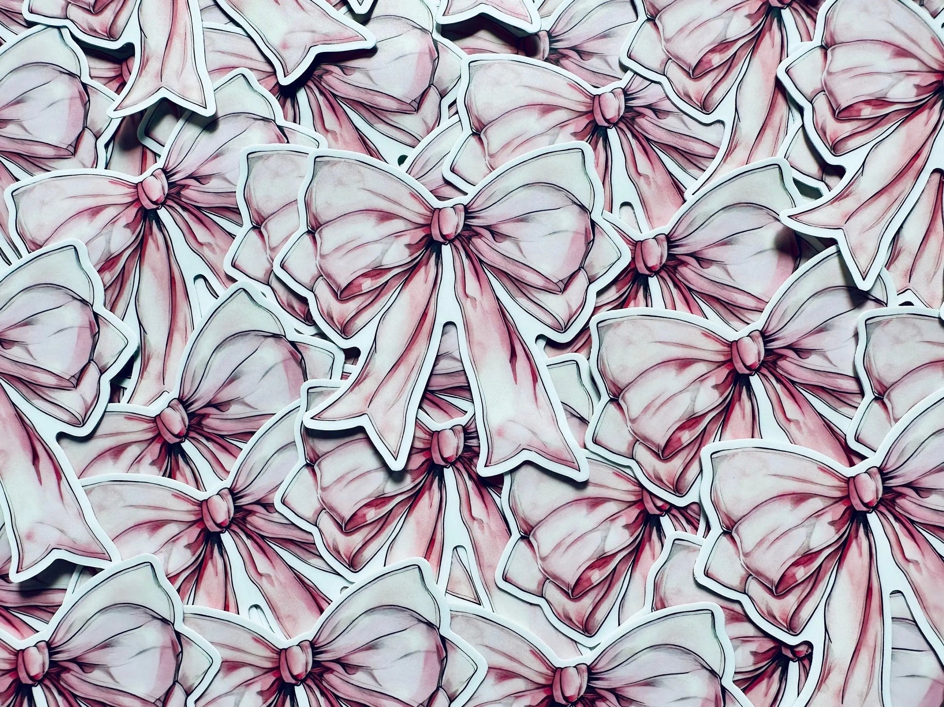 Pink Watercolor Coquette Bow Sticker, Pink Ribbon and Bows, Dainty Trendy Aesthetic, Pink Girly, Weatherproof Sticker maedaymaedaymaeday