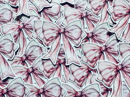 Pink Watercolor Coquette Bow Sticker, Pink Ribbon and Bows, Dainty Trendy Aesthetic, Pink Girly, Weatherproof Sticker maedaymaedaymaeday