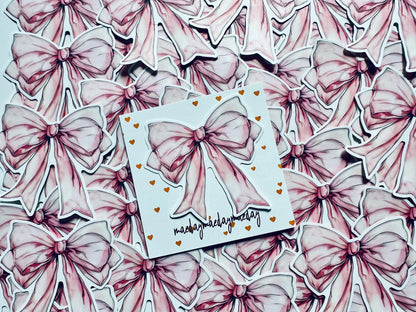 Pink Watercolor Coquette Bow Sticker, Pink Ribbon and Bows, Dainty Trendy Aesthetic, Pink Girly, Weatherproof Sticker maedaymaedaymaeday