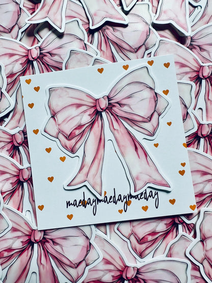 Pink Watercolor Coquette Bow Sticker, Pink Ribbon and Bows, Dainty Trendy Aesthetic, Pink Girly, Weatherproof Sticker maedaymaedaymaeday