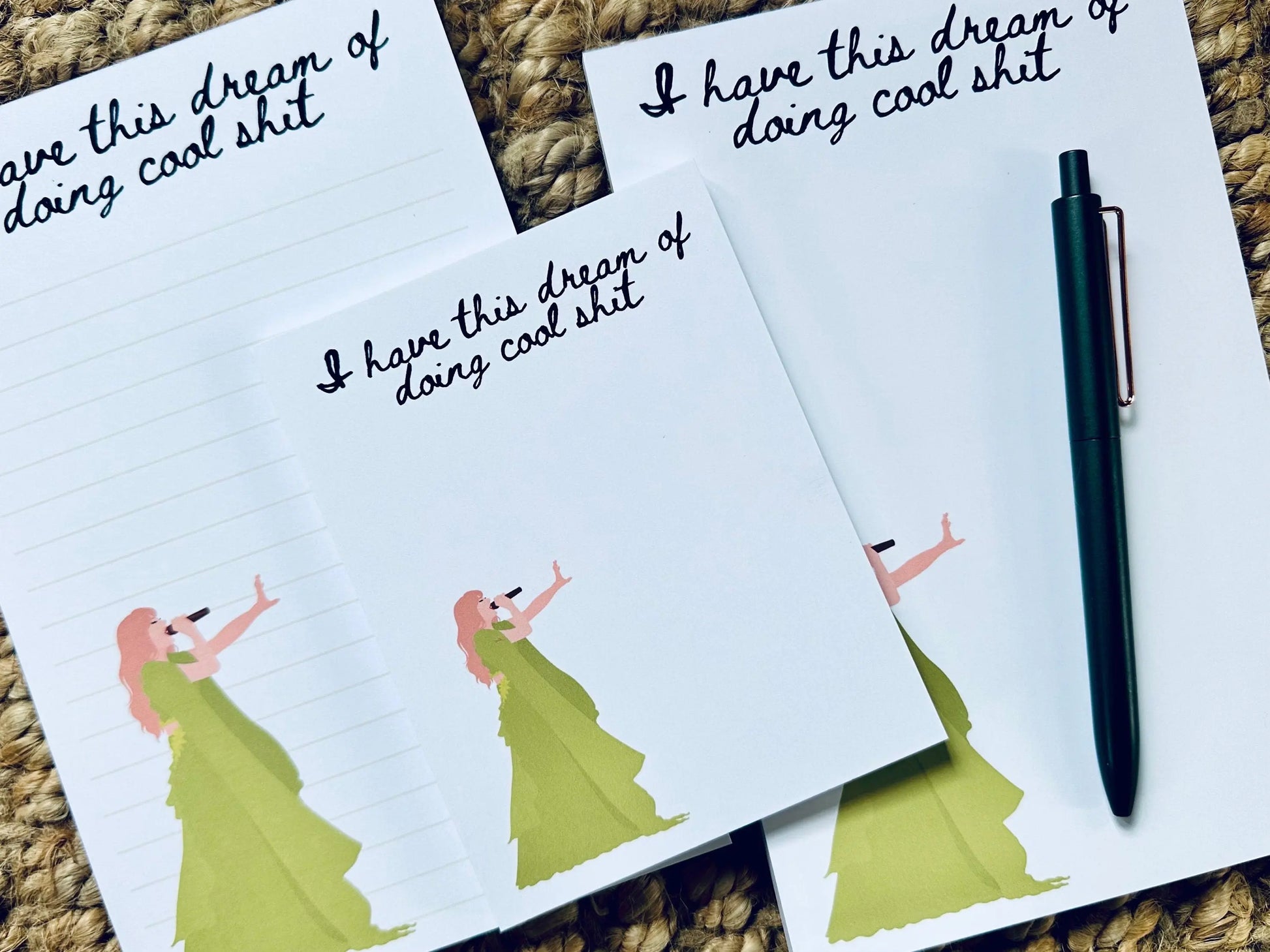 Pop Culture Queen Half (5.5x8.5") & Quarter Page Notepad, Folklore Notepad, Eras Merch, I have this Dream of Doing Cool Shit Notepad, The 1 maedaymaedaymaeday