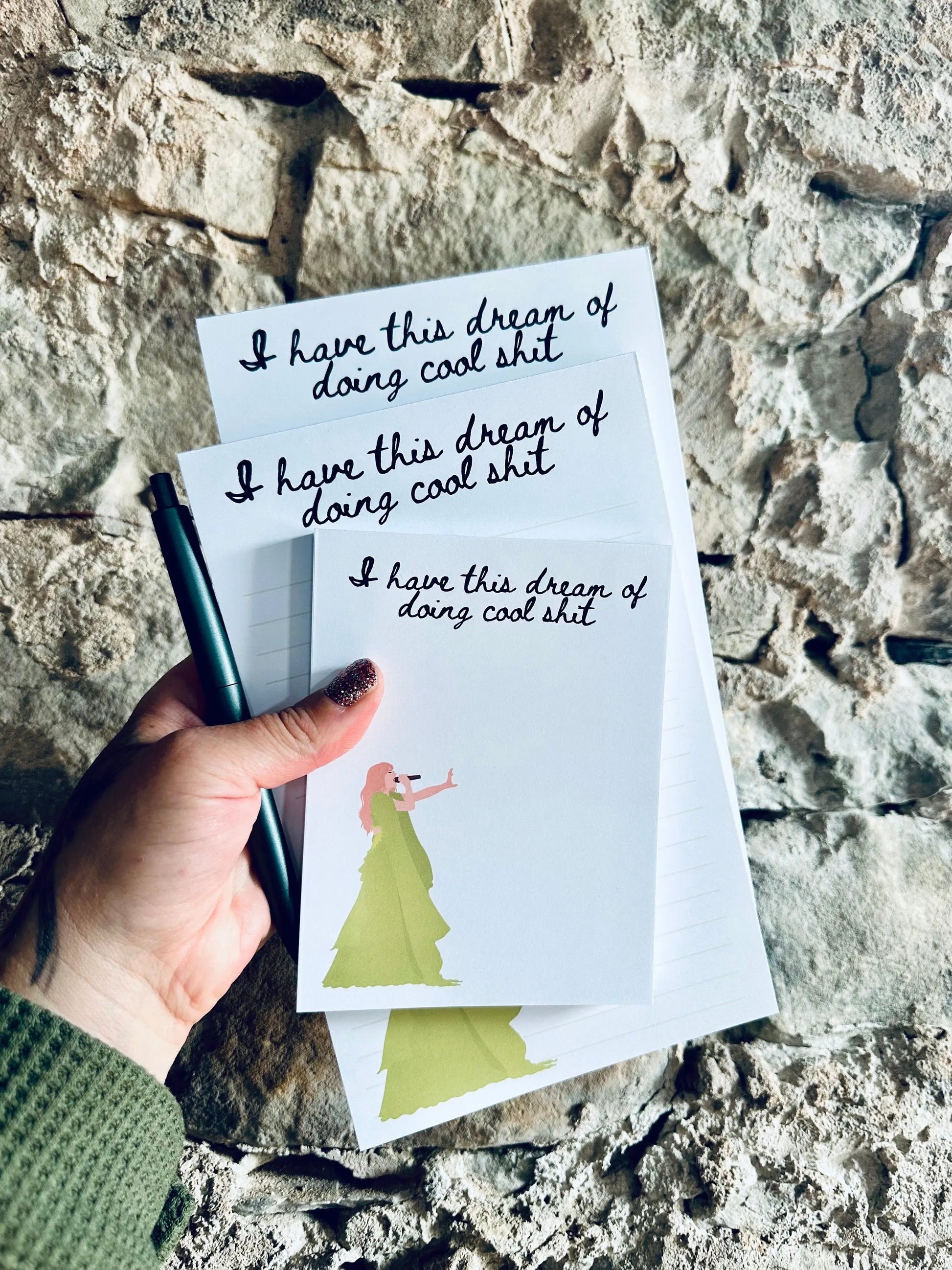 Pop Culture Queen Half (5.5x8.5") & Quarter Page Notepad, Folklore Notepad, Eras Merch, I have this Dream of Doing Cool Shit Notepad, The 1 maedaymaedaymaeday