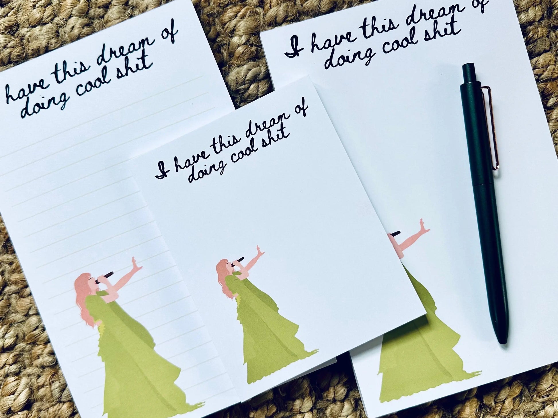 Pop Culture Queen Half (5.5x8.5") & Quarter Page Notepad, Folklore Notepad, Eras Merch, I have this Dream of Doing Cool Shit Notepad, The 1 maedaymaedaymaeday