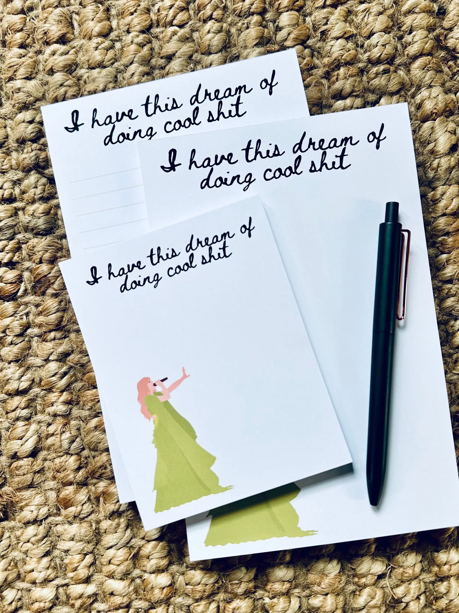 Pop Culture Queen Half (5.5x8.5") & Quarter Page Notepad, Folklore Notepad, Eras Merch, I have this Dream of Doing Cool Shit Notepad, The 1 maedaymaedaymaeday
