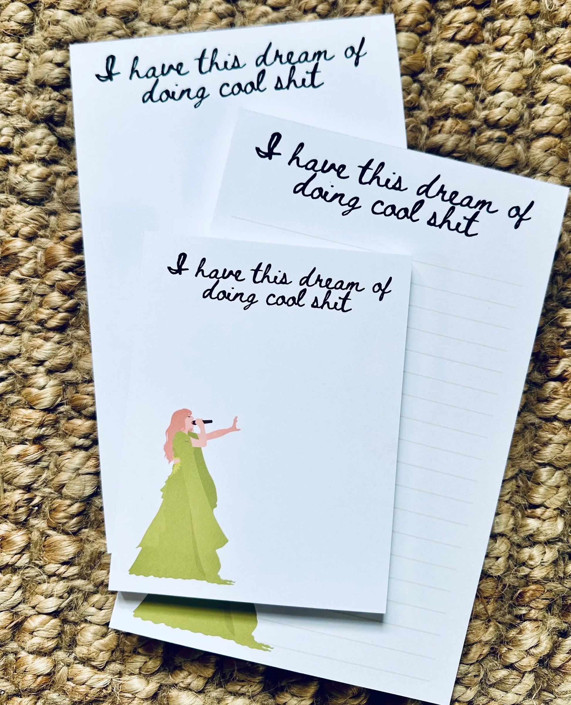 Pop Culture Queen Half (5.5x8.5") & Quarter Page Notepad, Folklore Notepad, Eras Merch, I have this Dream of Doing Cool Shit Notepad, The 1 maedaymaedaymaeday