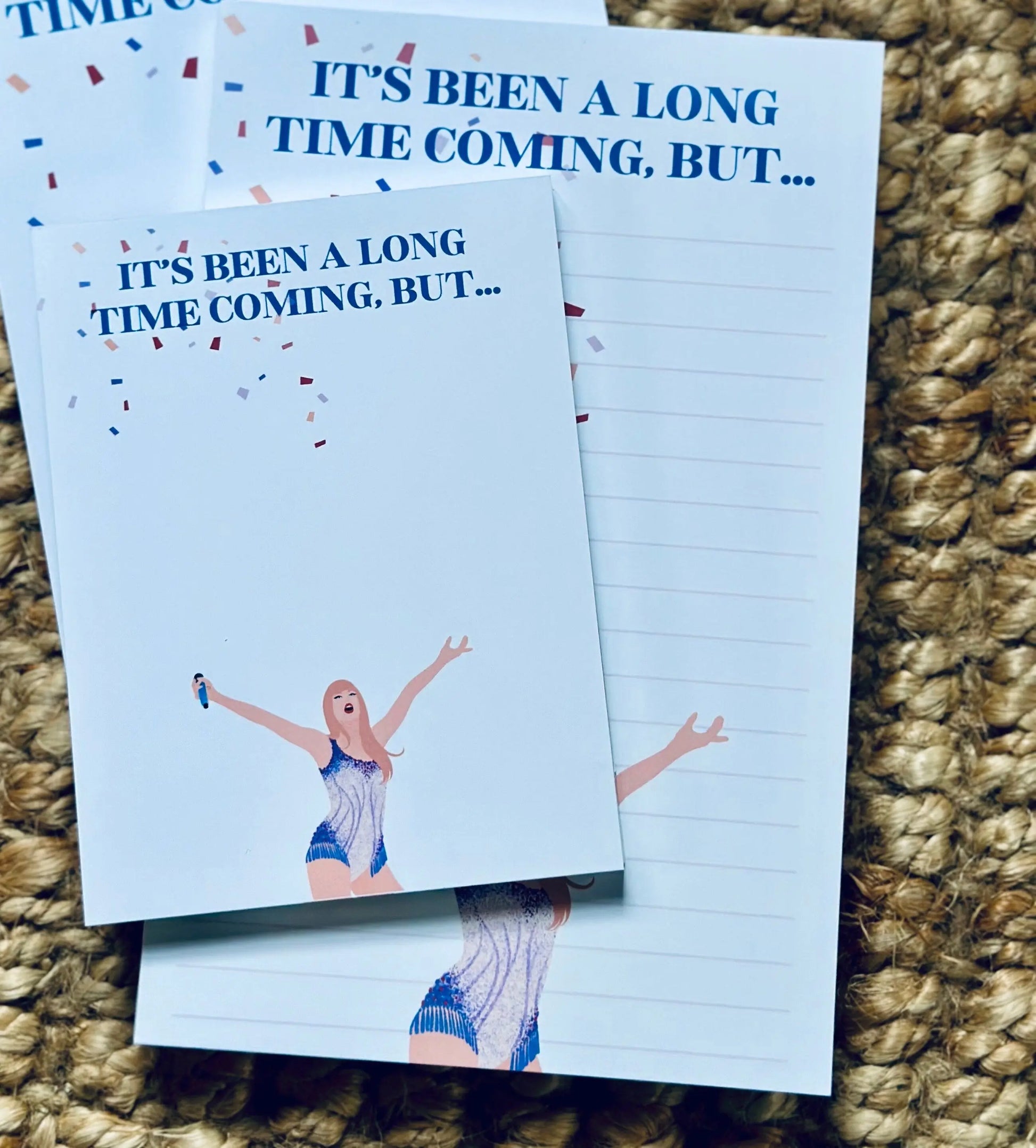 Pop Culture Queen Half (5.5x8.5") & Quarter Page Notepad, Miss Americana Notepad, Eras Merch, It's Been a Long Time Coming, Lover Era, maedaymaedaymaeday