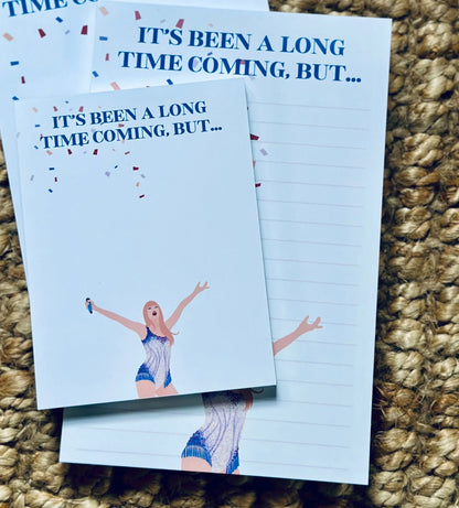 Pop Culture Queen Half (5.5x8.5") & Quarter Page Notepad, Miss Americana Notepad, Eras Merch, It's Been a Long Time Coming, Lover Era, maedaymaedaymaeday