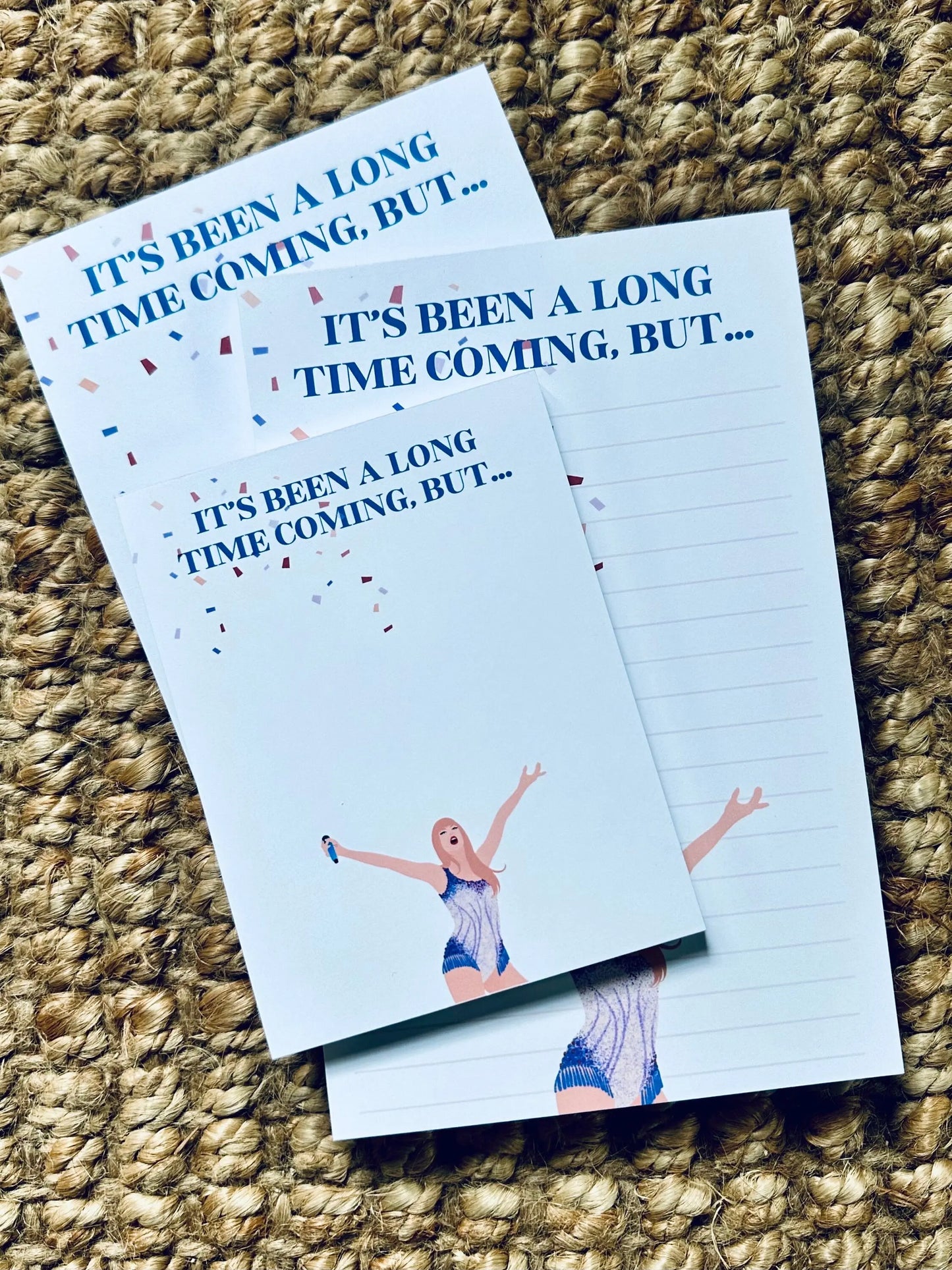 Pop Culture Queen Half (5.5x8.5") & Quarter Page Notepad, Miss Americana Notepad, Eras Merch, It's Been a Long Time Coming, Lover Era, maedaymaedaymaeday