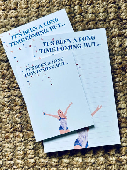 Pop Culture Queen Half (5.5x8.5") & Quarter Page Notepad, Miss Americana Notepad, Eras Merch, It's Been a Long Time Coming, Lover Era, maedaymaedaymaeday