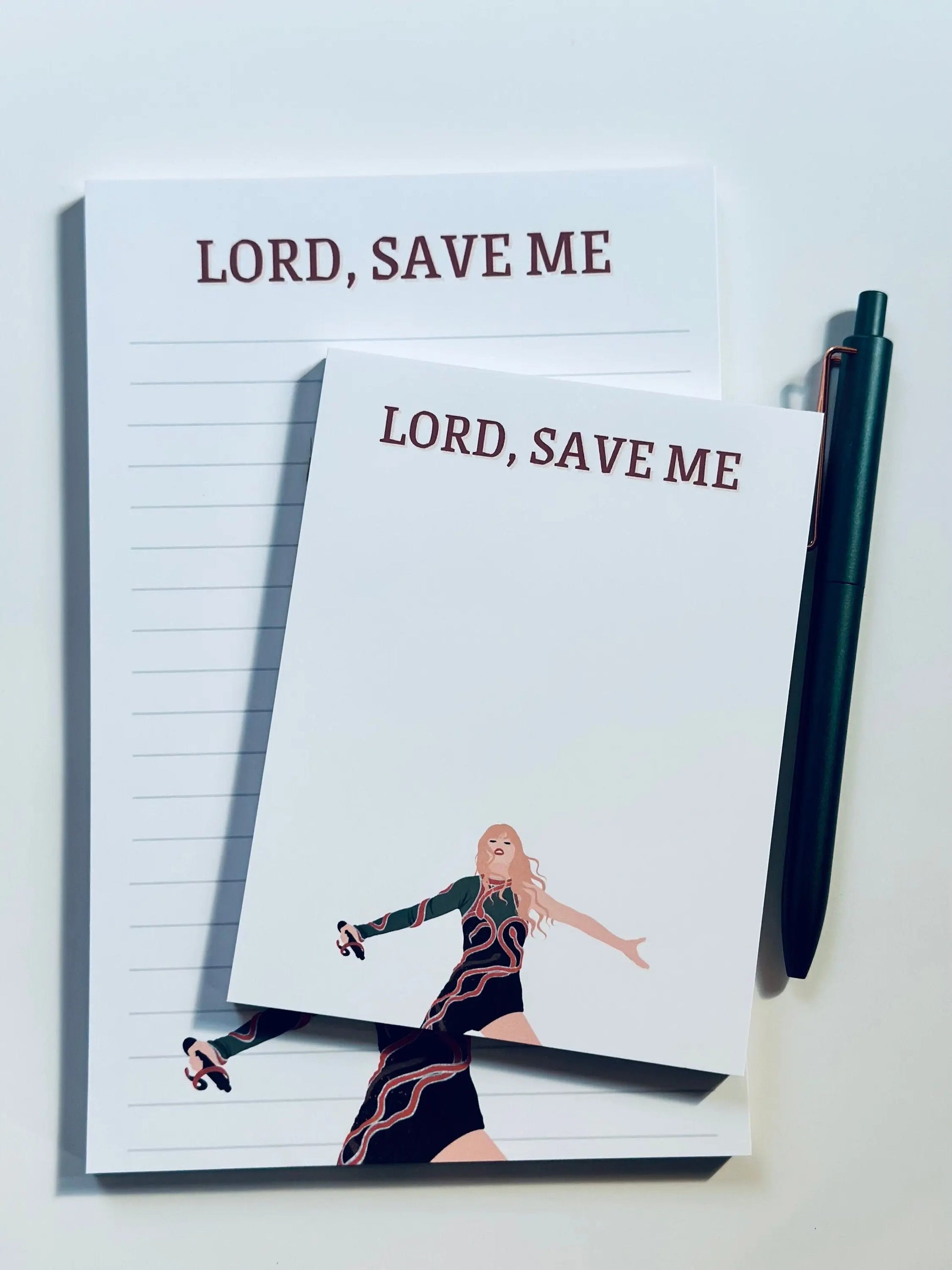 Pop Culture Queen Half (5.5x8.5") & Quarter Page Notepad, Reputation Era Merch, Lord Save Me Don't Blame Me Notepad, TS Take me to Church maedaymaedaymaeday