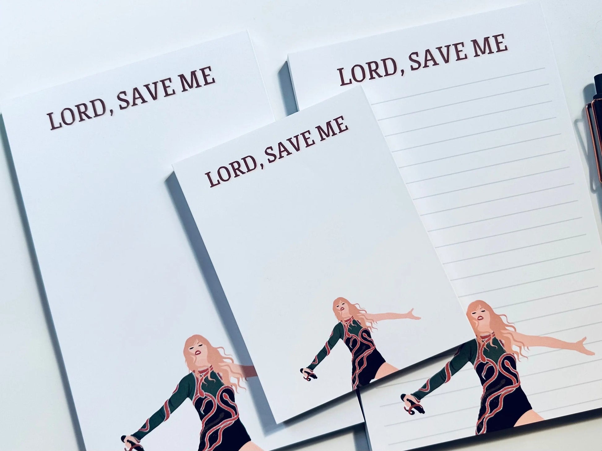 Pop Culture Queen Half (5.5x8.5") & Quarter Page Notepad, Reputation Era Merch, Lord Save Me Don't Blame Me Notepad, TS Take me to Church maedaymaedaymaeday