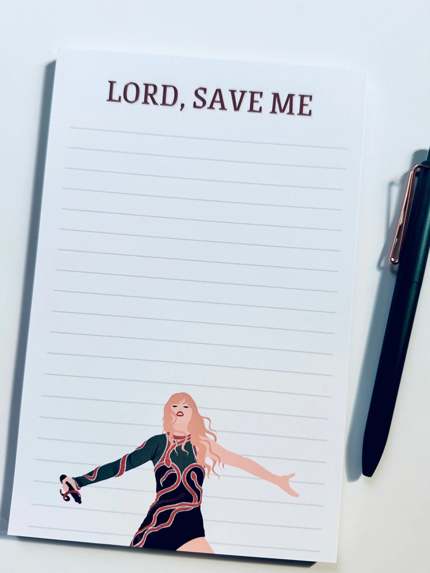 Pop Culture Queen Half (5.5x8.5") & Quarter Page Notepad, Reputation Era Merch, Lord Save Me Don't Blame Me Notepad, TS Take me to Church maedaymaedaymaeday